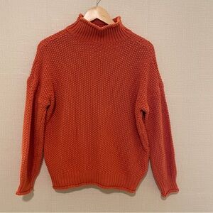 Orange oversized mock neck sweater. Size small